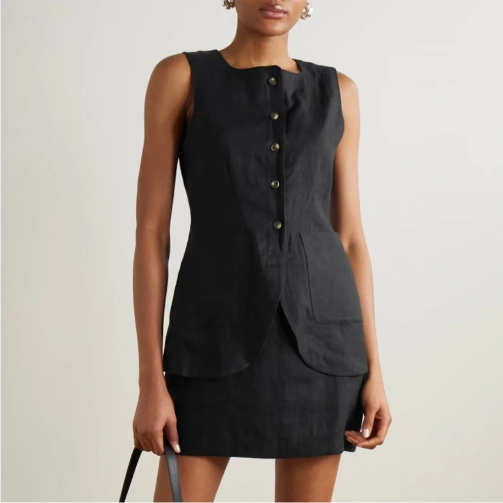 Posse Emma Linen Black Vest Size Medium - Picture 3 of 10